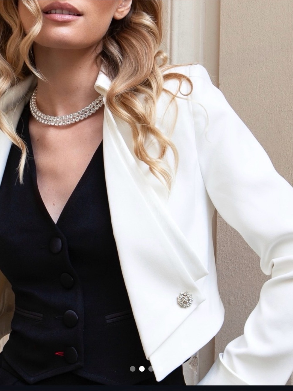 J.R. Nites White Satin Draped Blazer with Sheer Sleeves size 12
